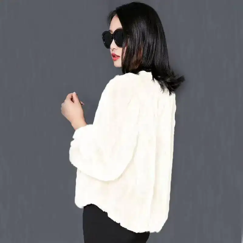 Casaco de pele de coelho real para mulheres moda inverno genuíno rex jaquetas de pele de coelho feminino estilo curto roupas quentes de alta qualidade