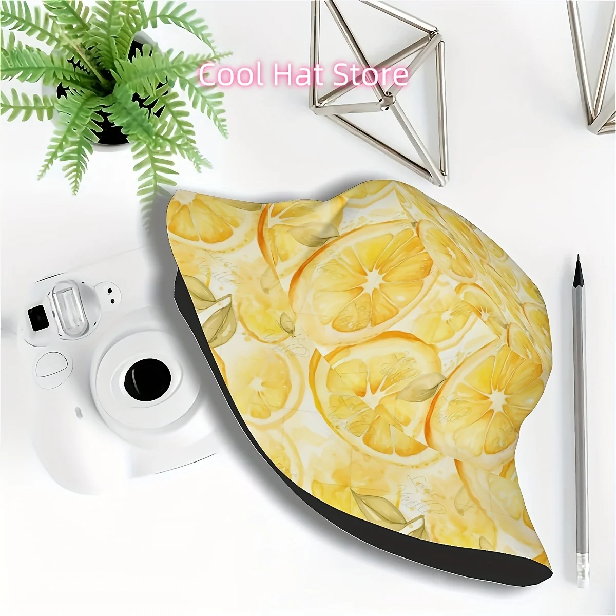 1pc Lemon Print Bucket Hat - Lightweight & Breathable Wide Brim Sun Hat for Men & Women, Vibrant Lemon Slice Design with Lemon Z