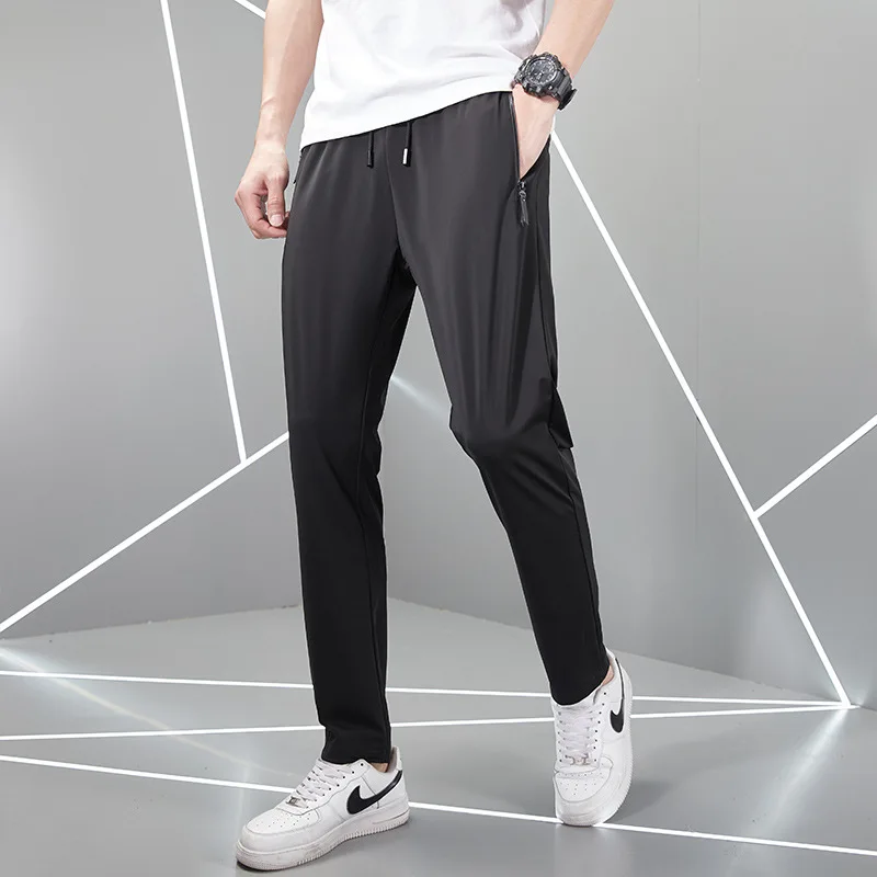 SKAH-pantalons glacés à séchage rapide, pantalons à taille élastique pour hommes, doux pour la peau, frais et respirants, printemps et été