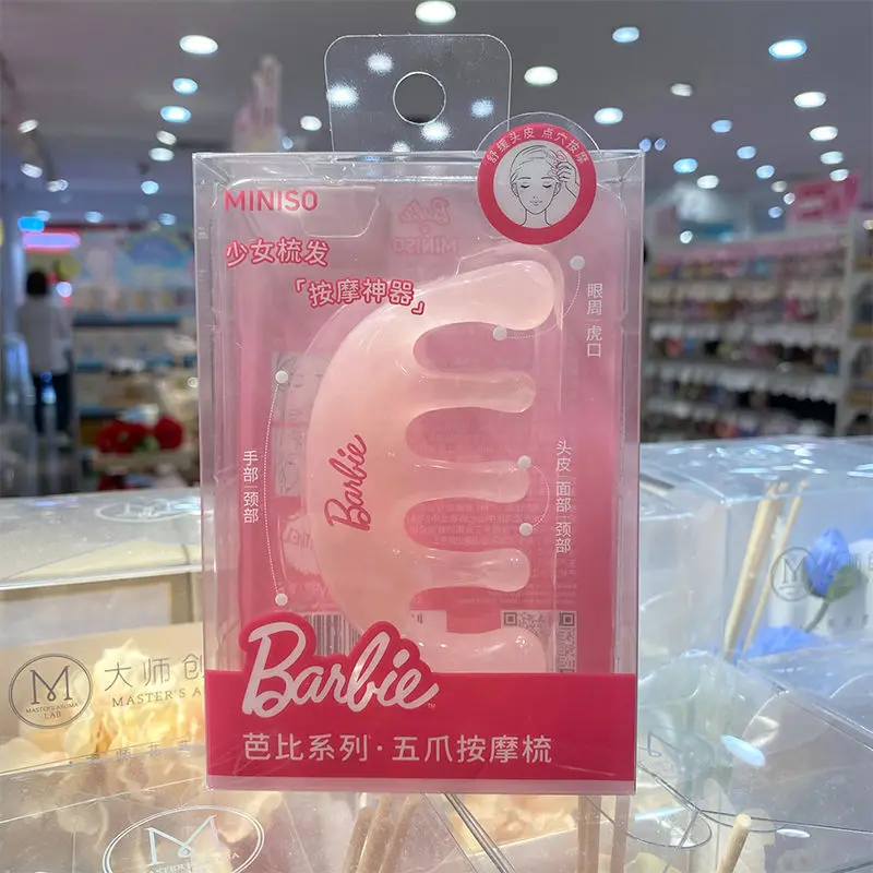 cute MINISO Barbie Five Claw Meridian Massage Comb Scalp Five Finger Wide Tooth Comb Facial Massager Women Accessories wholesale