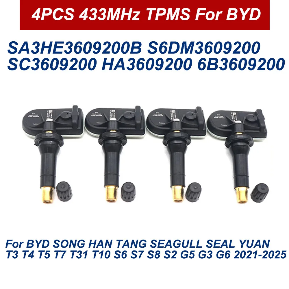 

4PCS TPMS Tire Pressure Sensor SA3HE3609200B S6DM3609200 For BYD SONG HAN TANG SEAGULL SEAL YUAN T3 T4 T5 T7 T31 T10 S6 S7 S8 S2