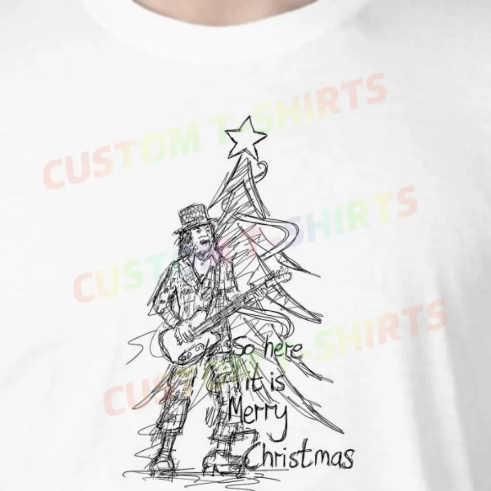 

131 216_Slade_–_Merry_Christmas Fans' comic-style hand-drawn pattern T-shirts for both men and women in summer
