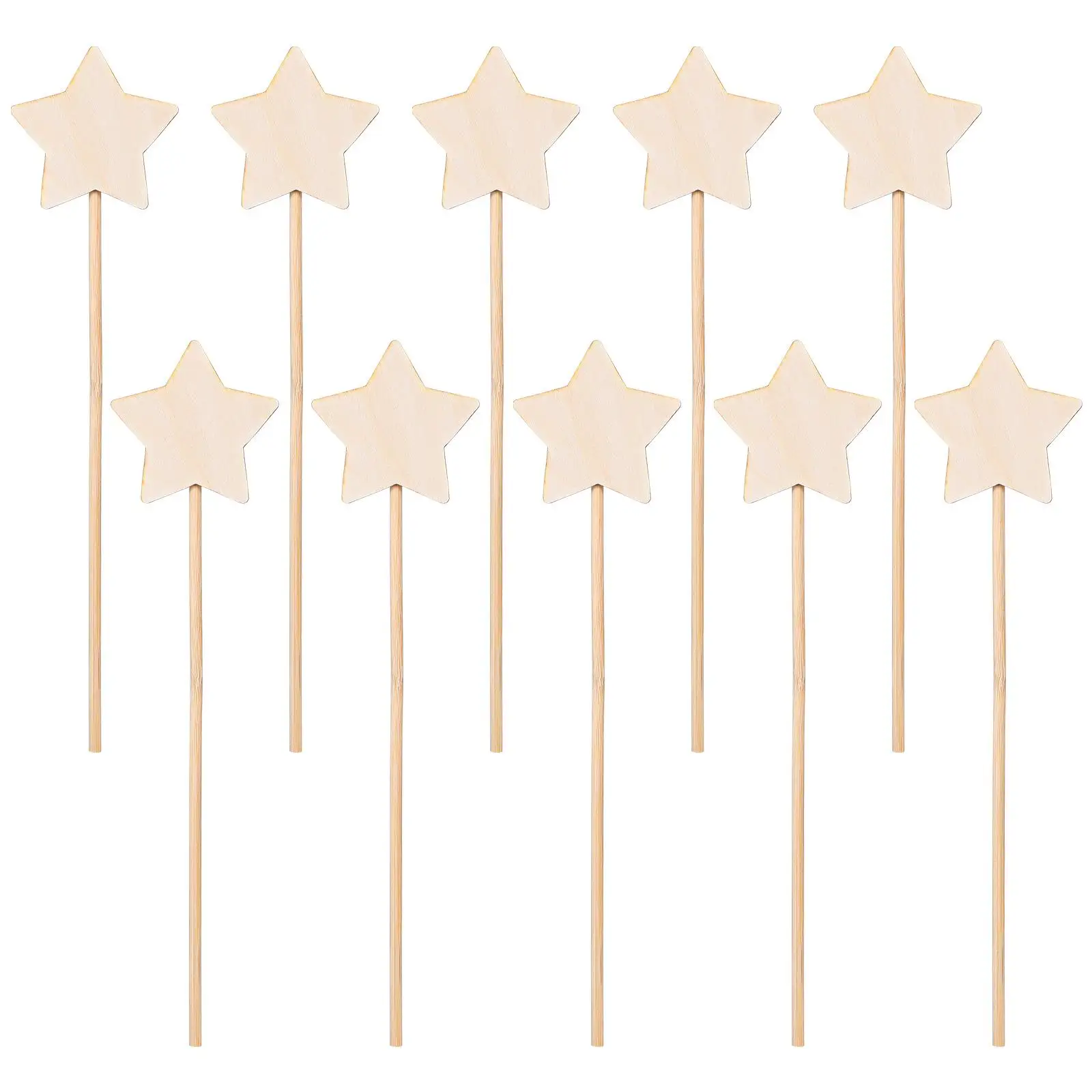 

10 Pcs Star Fairy Sticks Unfinished Wood DIY Kids Birthday Craft Party Accessories Role Play Props