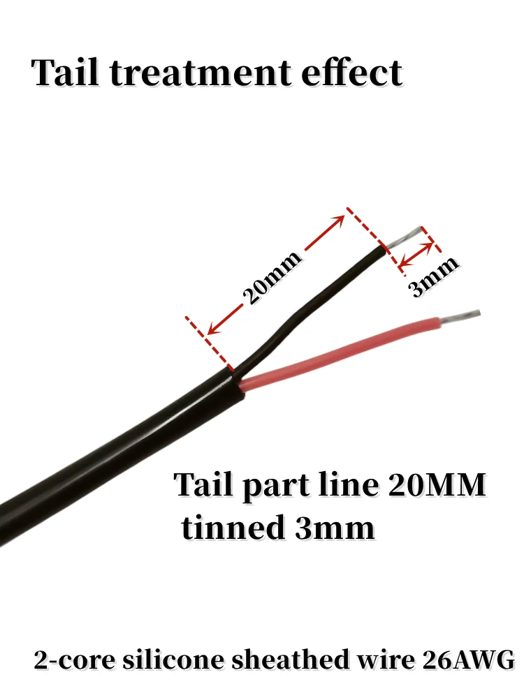 NTC 10K 4x30mm Double track roller waterproof temperature probe Silicone wire Temperature resistance 200 degrees B3950 1% 25CM