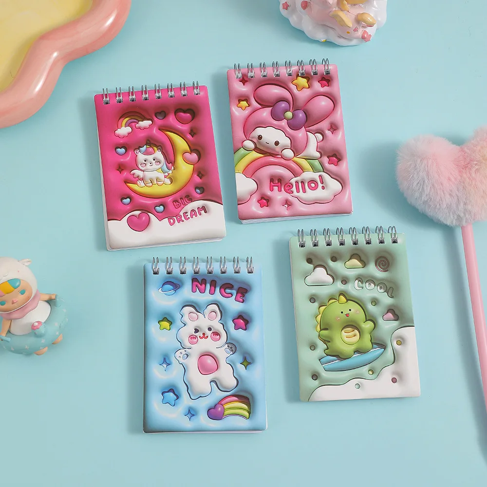 2PC Kawaii Mini Pocket Notebook Student Notepad Diary Spiral Notebook Kids Prize Stationary Gift Office School