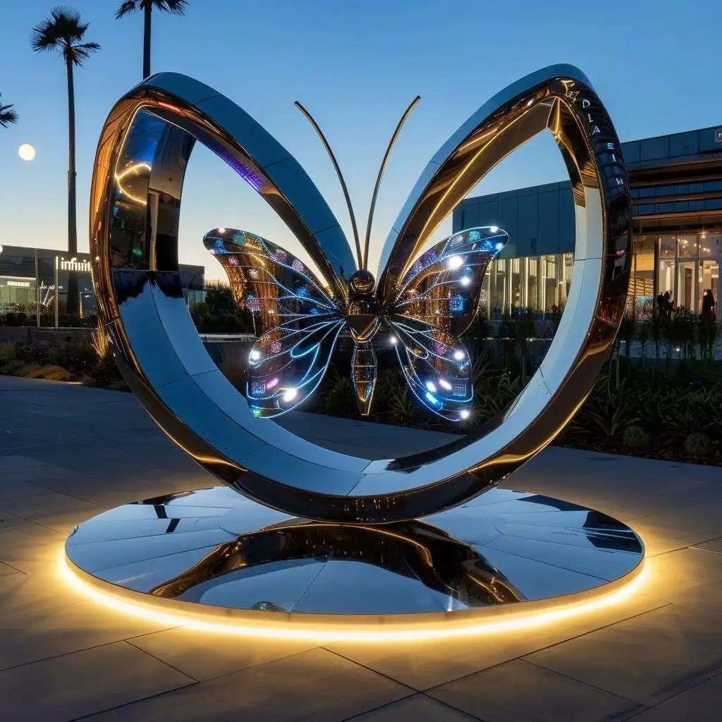 #￥Customizable Modern Stainless Steel Metal Crafts 304/316 Abstract Outdoor Hotel Villa Fountain Landscape Decoration