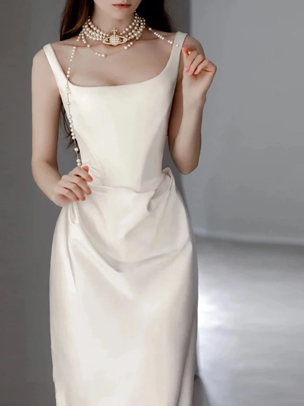 

Light Bridal Gown Svel Strap Soft Silk Wedding Dr Simple Elegance Outdoor Lawn Long Skirt Zipper Closure Chinese Brand