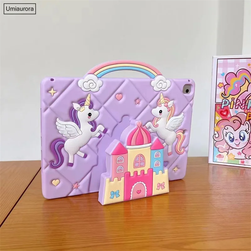 3D unicorn cute tablet case cartoon for iPad Air 11 Pro11 2024 Air4 10.9 iPad 10.2 78 9th Air1 air2 Pad 5 6th 9.7 mini 5 4 3 2 1