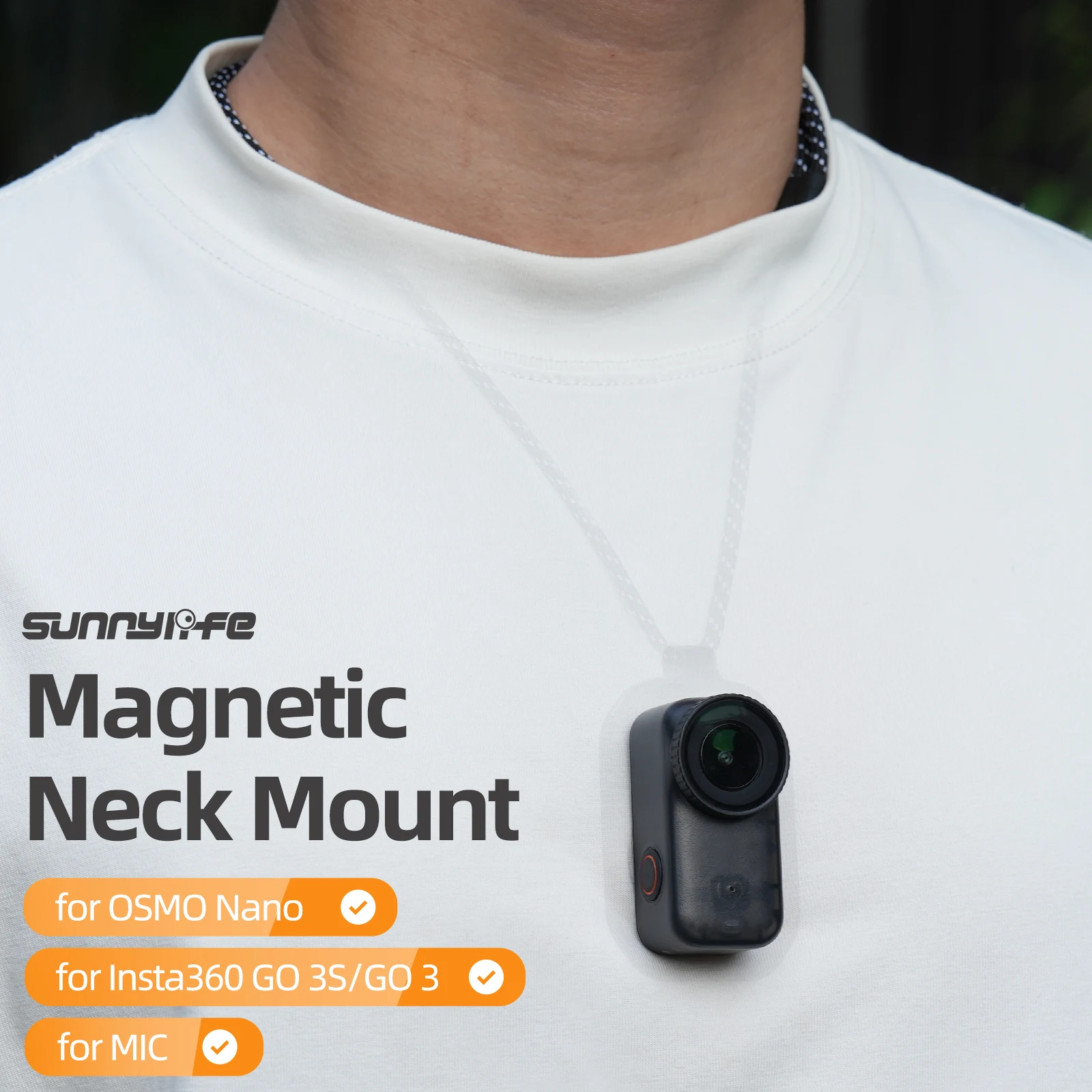 

Sunnylife Adjustable Magnetic Chest Mount First Person Shooting Lanyard Holder for DJI Osmo Nano/MIC Series/Insta360 GO 3S/GO3