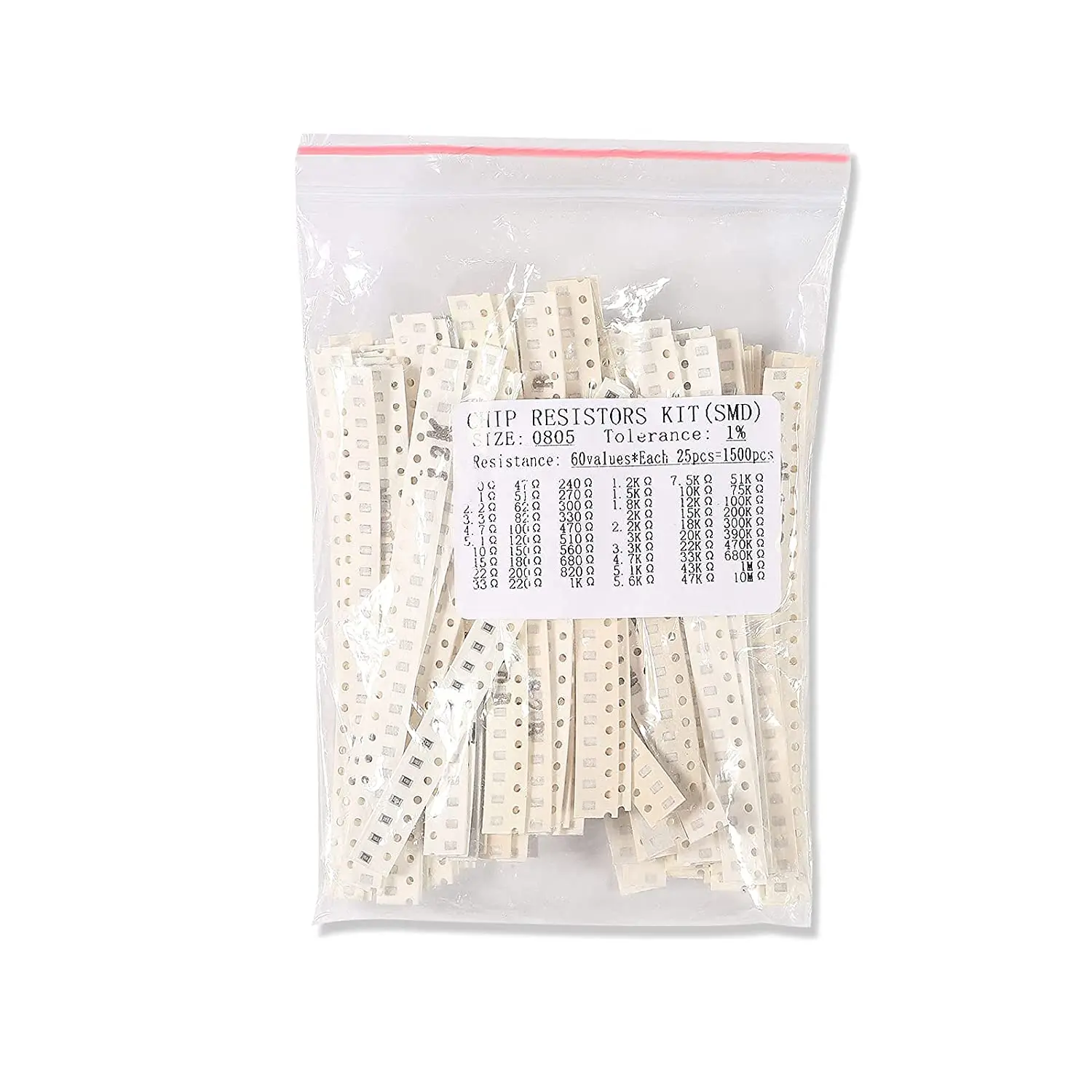 SMD Resistor Variedade Kit, 1206 Chip Resistor Kit, 60 Valor, 1% 1 W, 4W, 0.25W, 0 ohm-10M ohm, 1500Pcs