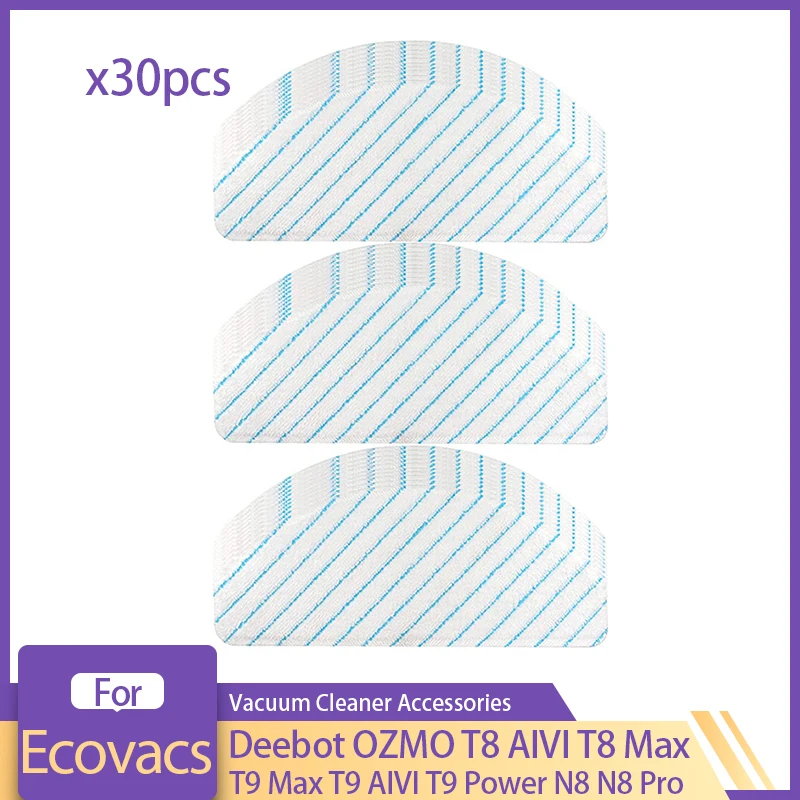 Paños y almohadillas desechables para aspiradora Ecovacs Deebot OZMO T8 AIVI T8 Max T9 Max N8 N8 Pro, 30 piezas