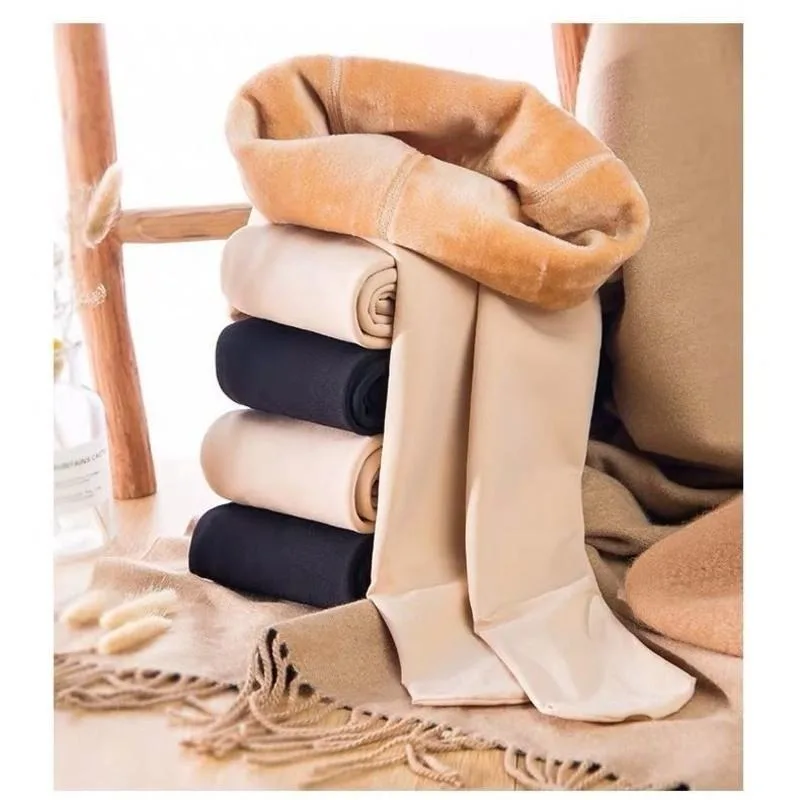 Fleece Lined Tights Women Winter Thermal Leggings Polar Skin Black Opaque Stockings Thick Warm Pantyhose Colorful Leg Warmers #4