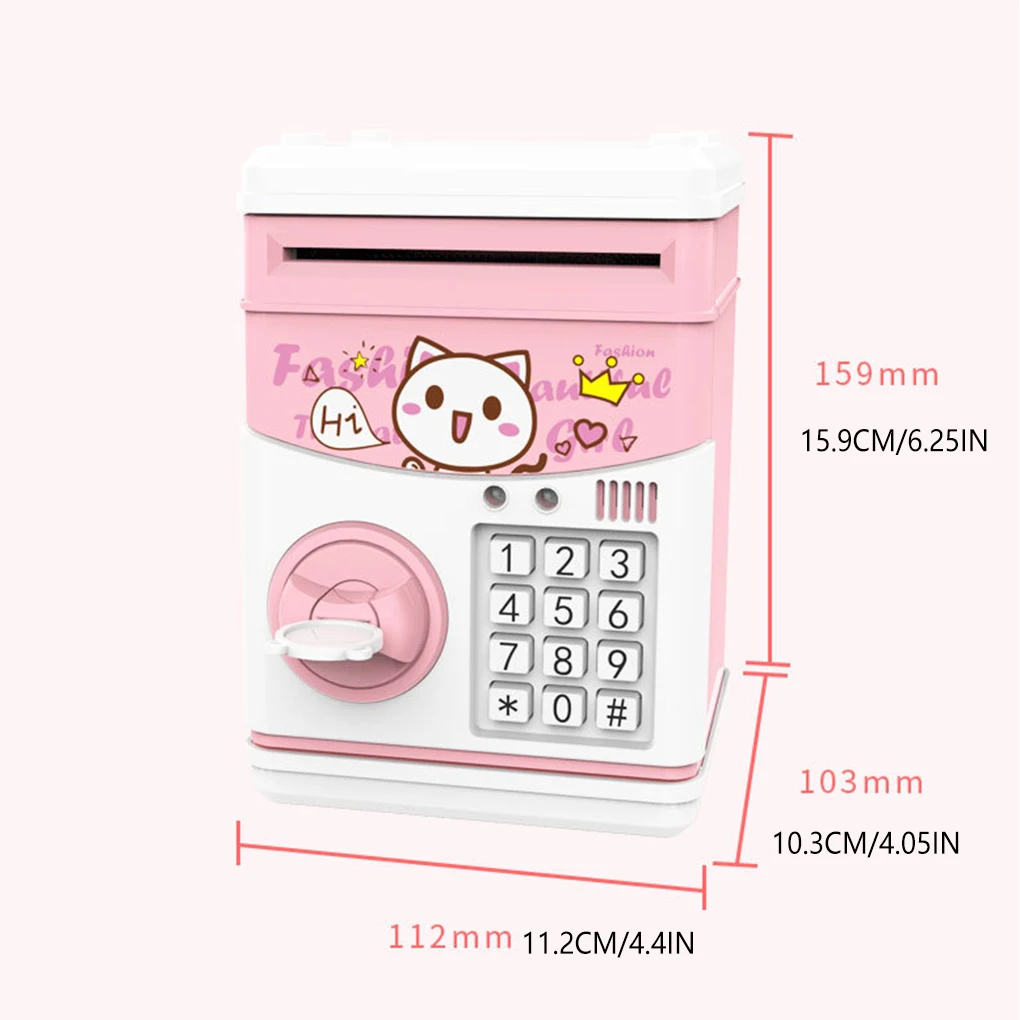 Piggy Bank With Voice Multifunction Cartoon Coin Saving Jar Electronic Children Smart Deposit Box School Student Toys  Pink