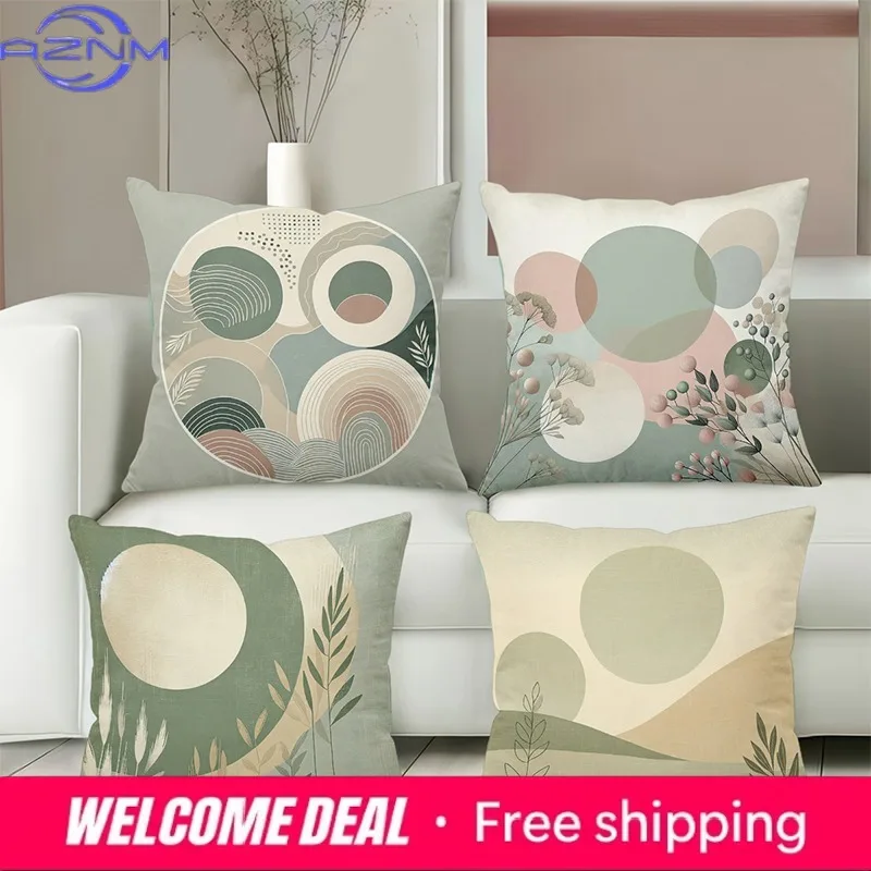 Modern Geometric And Floral Pattern Throw Pillows Polyester pillowcase, sofa decorative cushion cov Headboard Pillow