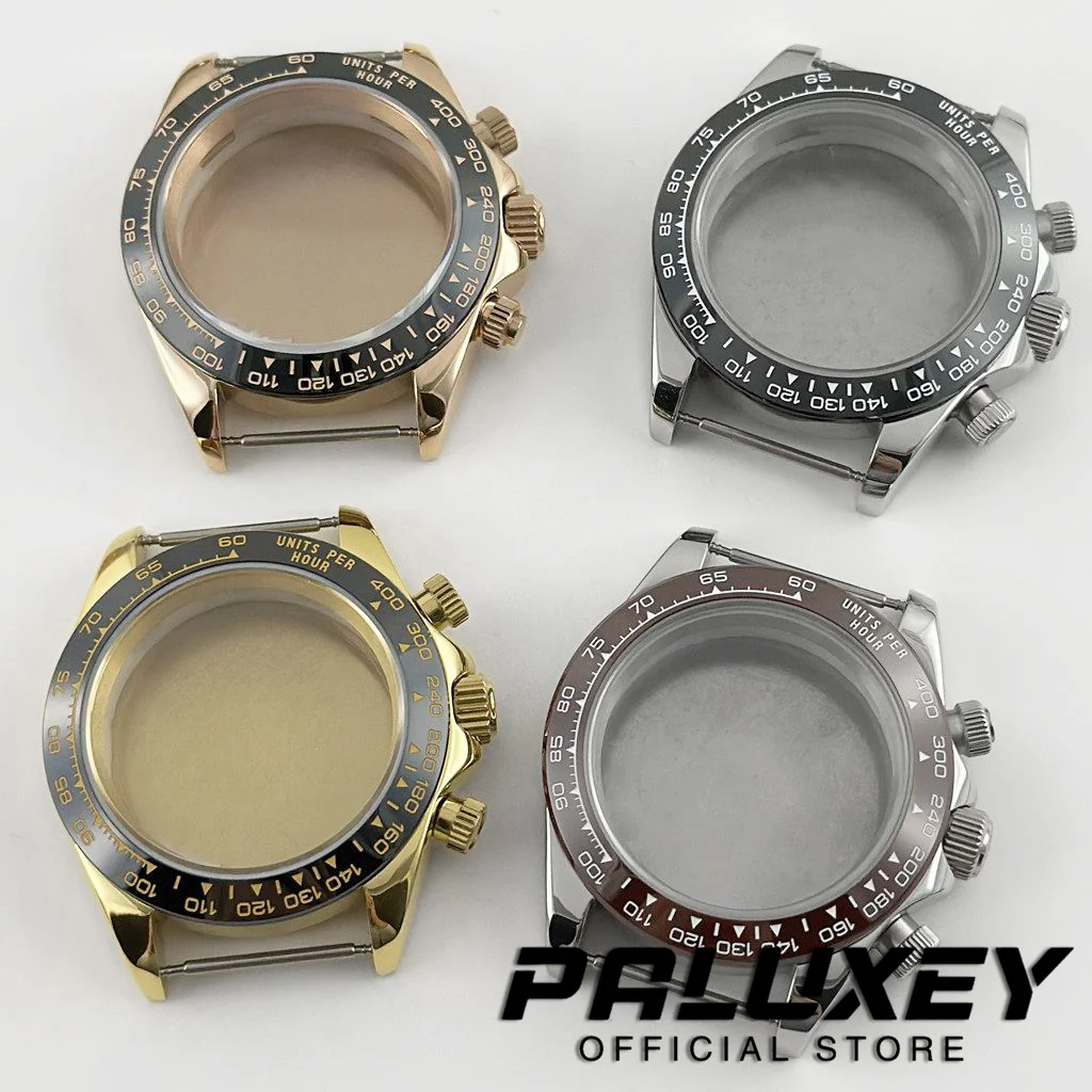 VK63 40mm cronógrafo indicaciones bisel cerámico cristal de zafiro caja de reloj accesorios piezas de reloj para movimiento de cuarzo VK63 VK63A