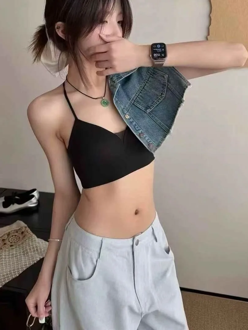 Natural Gathered Wireless Bra Sparkling Diamond Fixed Cup Seamless Lightweight Comfortable Ice Silk Women's Underwear Vest