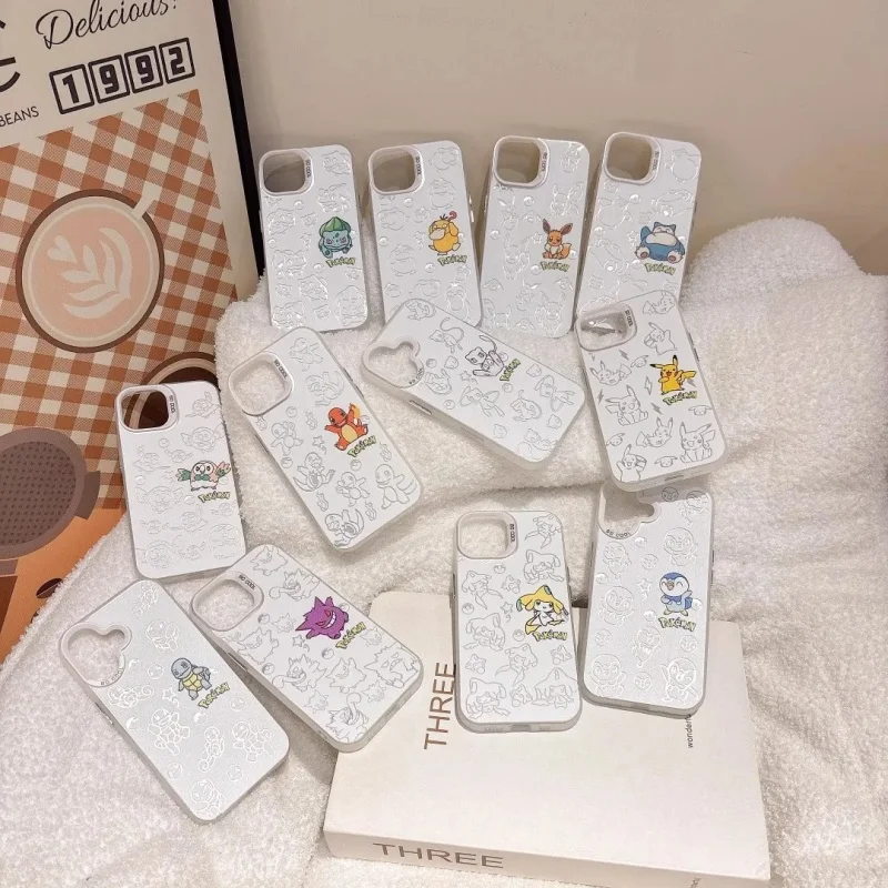 

Luxury P-Pokemon Snorlax Rowlet Gengar Phone Case for iPhone 11 12 13 14 15 16 Pro Max Plus 3D Cute Cartoon Mew J-Jirachi Cover