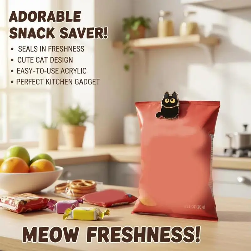 8 Stück Lebensmittel-Aufbewahrungsclips, kreative Snack-Clips, schwarze Katzen-Tütenclips, Gewürzbeutel-Frischhalteclips, feuchtigkeitsbeständig, niedliche Verschlussclips, Küchenhelfer – Detail 6