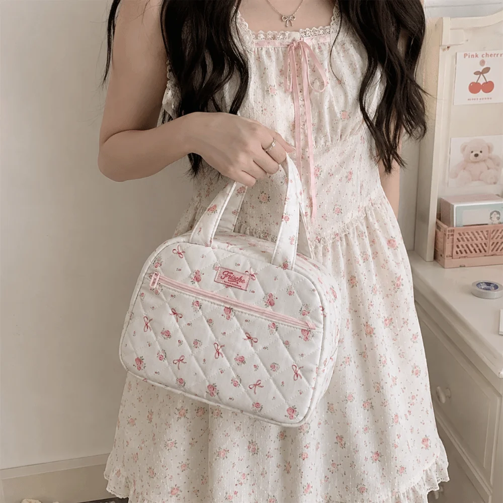 Durable Polka Dots Insulated Lunch Bag Portable Thickened Lunch Tote Bag Waterproof Large Capacity Food Container Bag Students