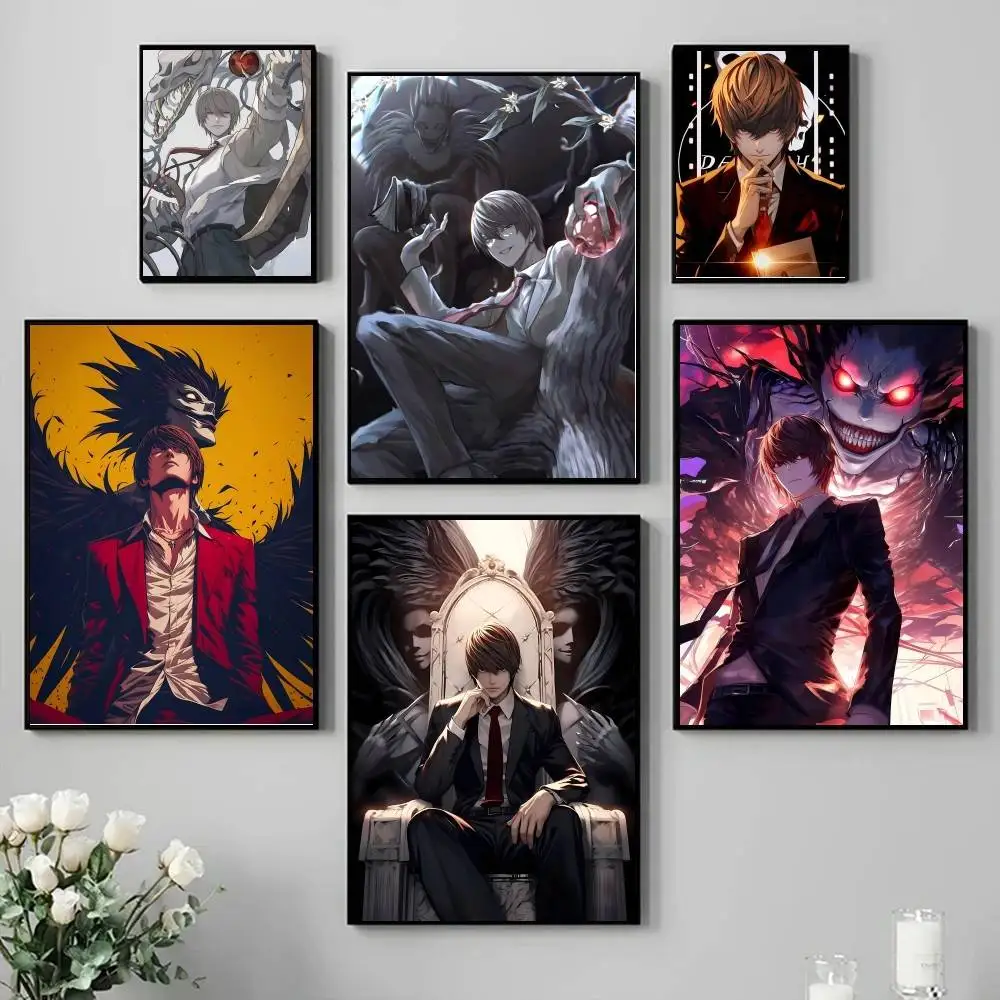 Anime D-DEATH N-NOTE Yagami Light Poster Self-adhesive Art Waterproof Paper Sticker Coffee House Bar Room Wall Decor