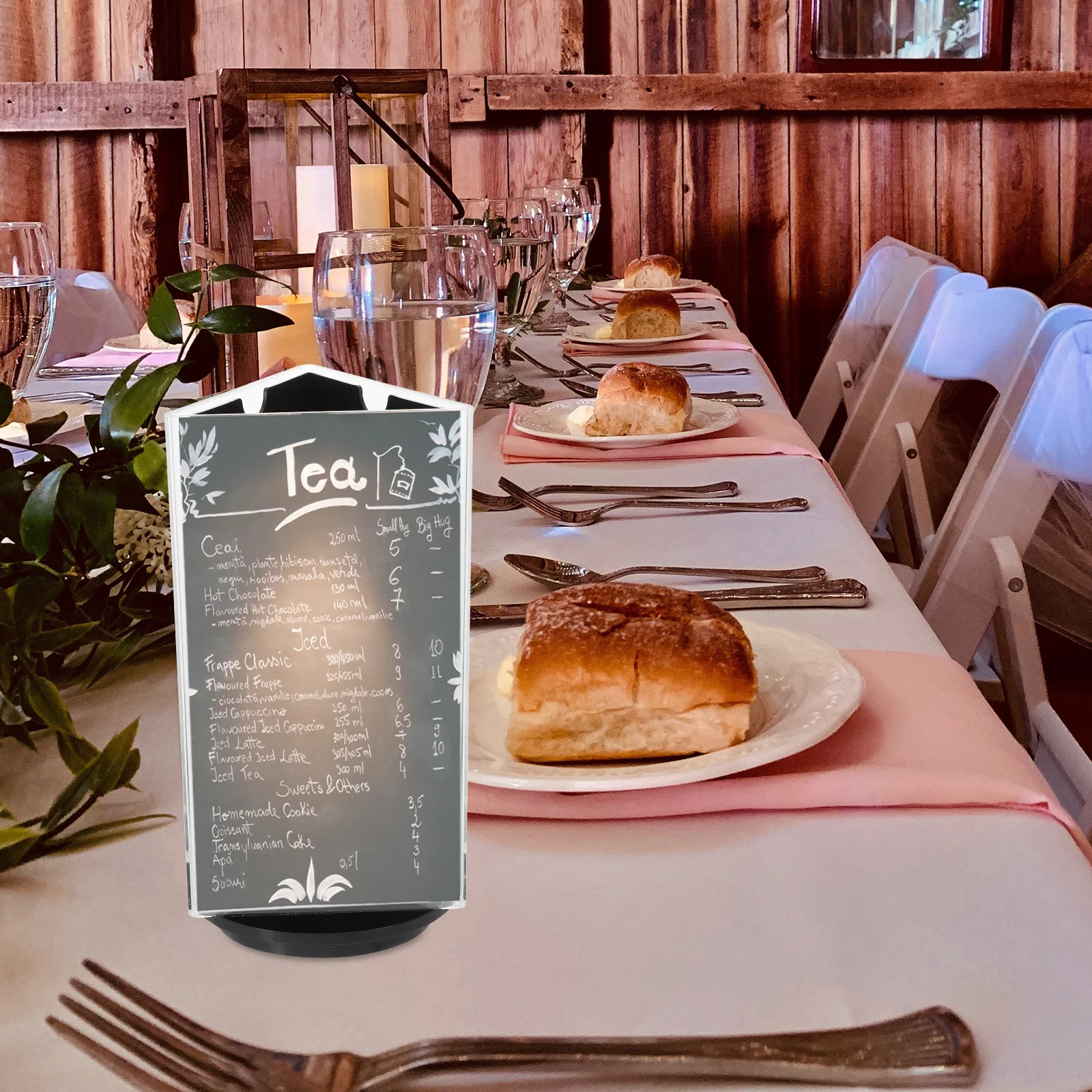 360° Rotatable Acrylic Sign Holder Tabletop Display Stand Menu Notes Table Cards Name Cards Clip Hotel Restaurant Wedding