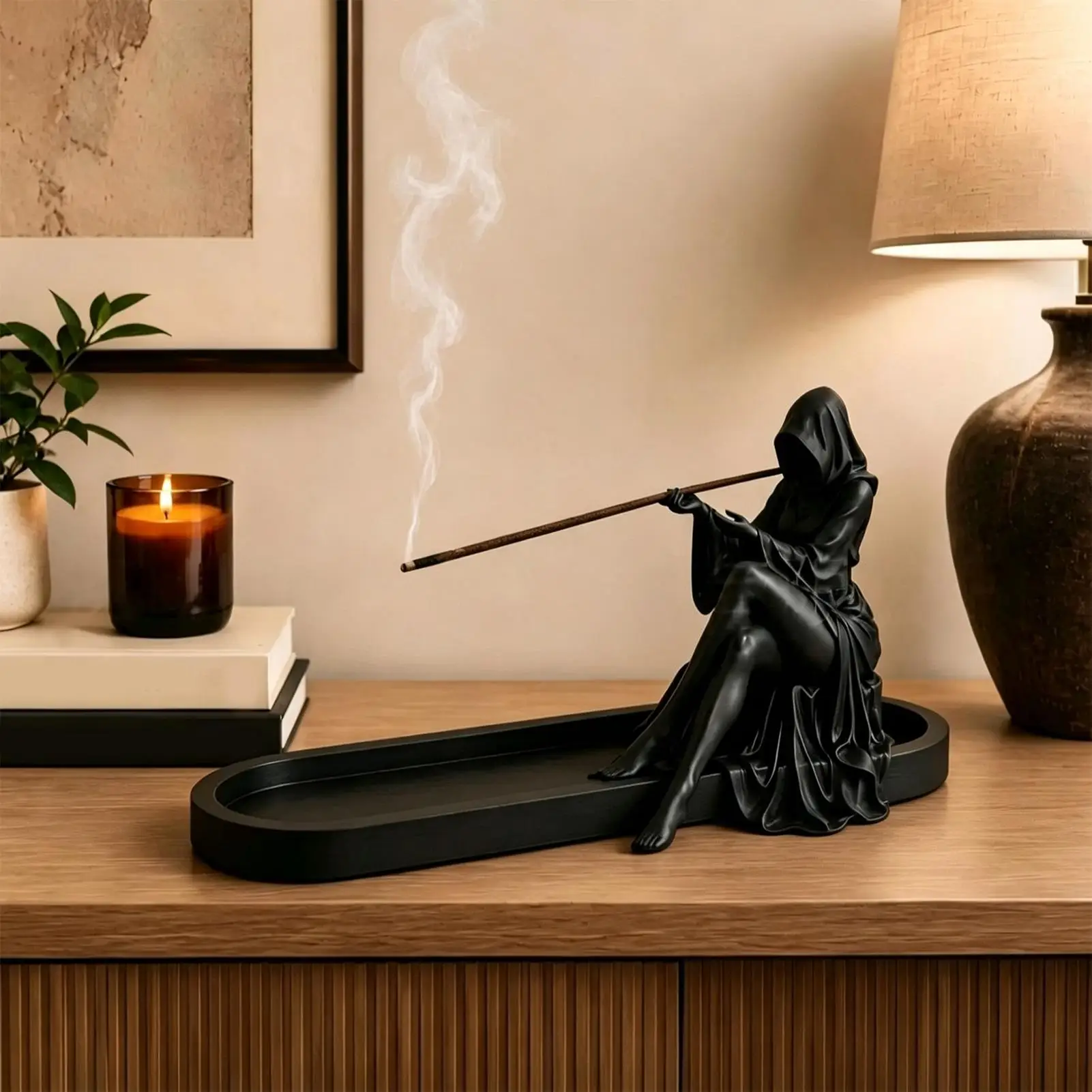 Halloween Witch Ash Catcher Tray Incense Burner Retro Decorative Gothic Incense Burner for Yoga Spa Meditation Halloween Holiday