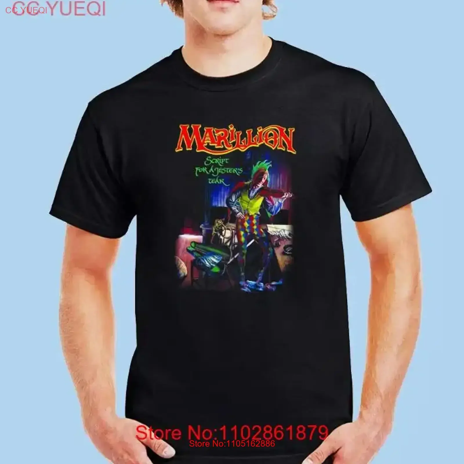 

Бестселлер MARILLION SCRIPT FOR A JESTER'S TEAR Мужская черная футболка S 5XL винтажная стираная графика Удобная растягивающаяся