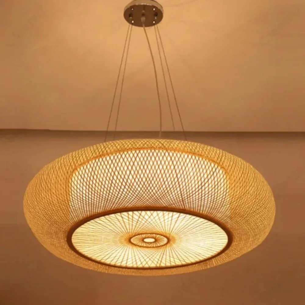 JOYINLED Chinese Style Bamboo Lamp Shades 50CM For Pendant Light Natural Hand Woven Lamps Chandelier Woven Bamboo Lamp E27