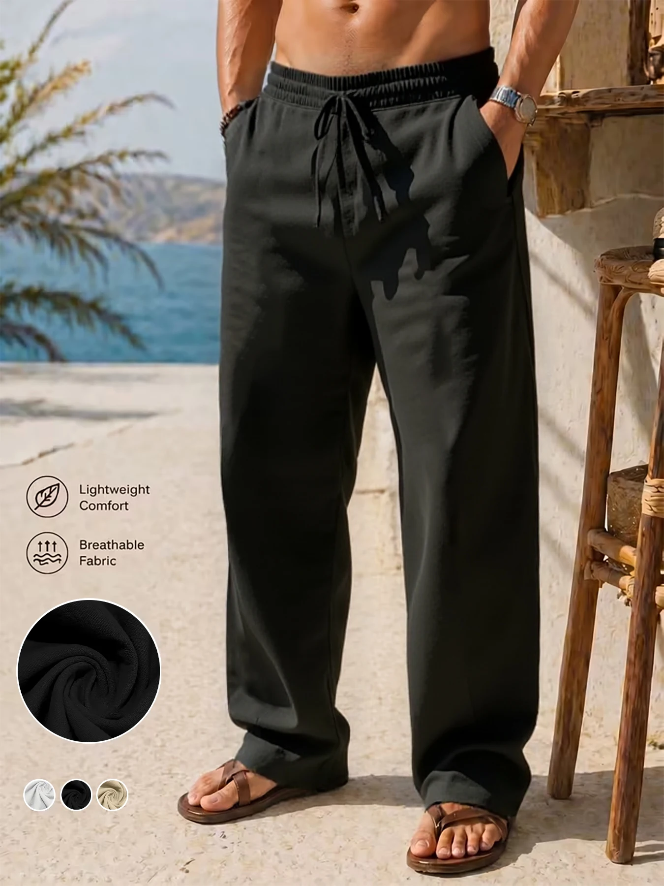 Hot Sale Men's Mature Loose Straight Casual Pants, Minimalist Daily Casual Style, Draped Breathable Wrinkle-resistant Easy-care