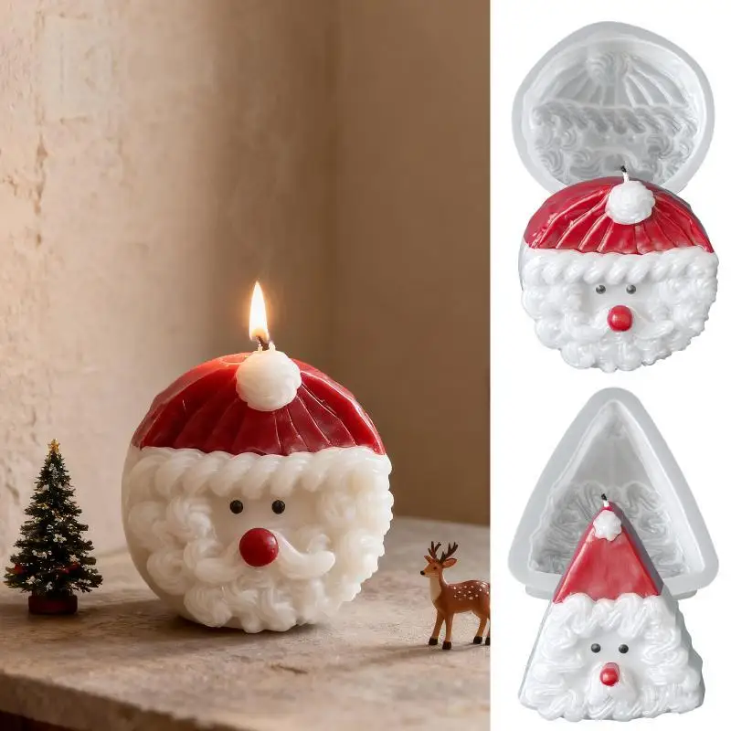 Santa Claus Silicone Candle Mold 3D Christmas Shape Mould For DIY Aromatherapy Candle Soap Making Holiday Home Decor Craft Tool