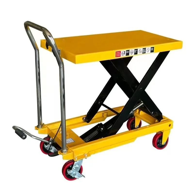Steerable Wheels 150kg 0.72m Mini Handle Hydraulic Platform Truck Scissor Lift Cargo Handling Miniature Lift Platform