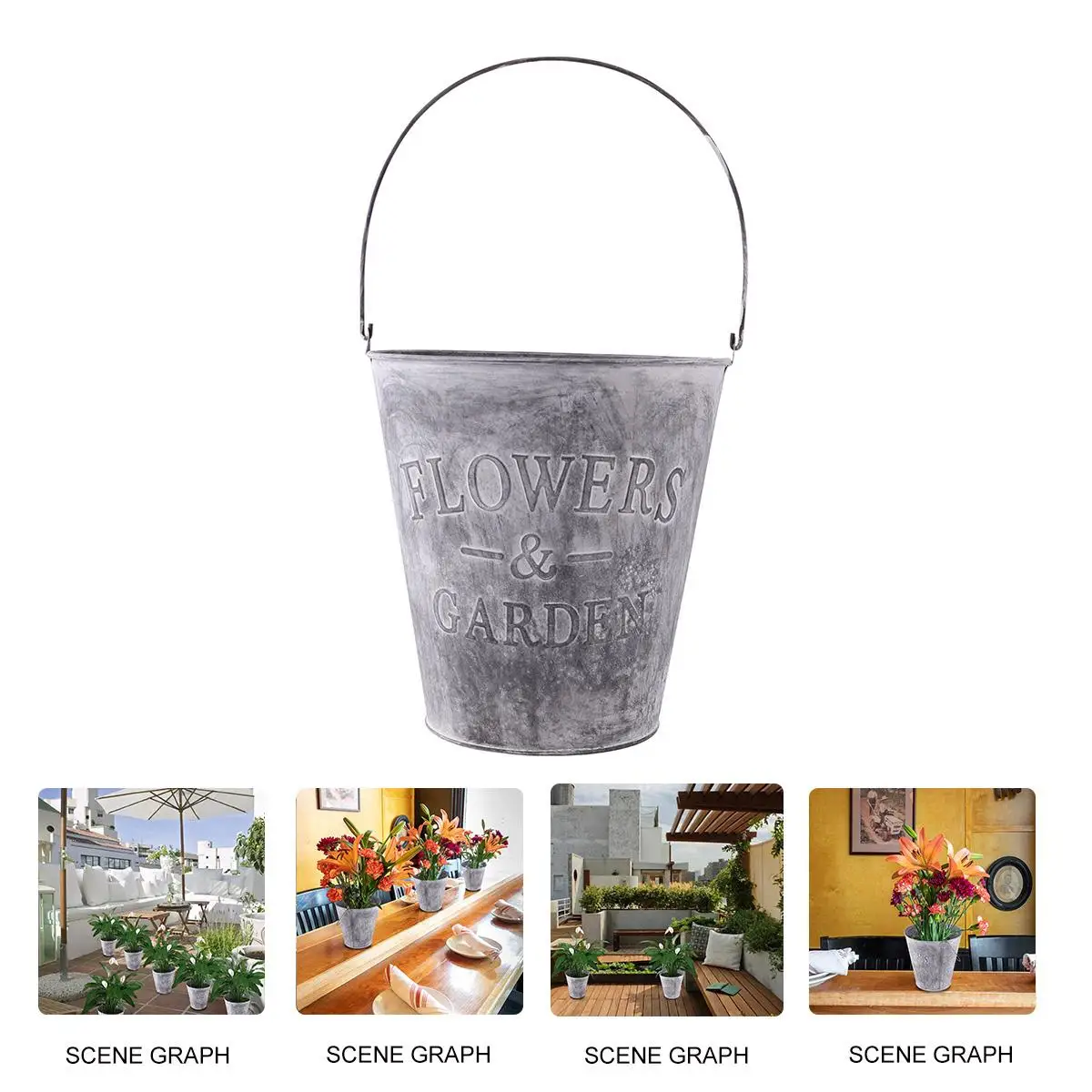 

Iron Flower Pot Indoor Plants Pail Bucket Planter Flowerpot Nursery Container Wrought Small