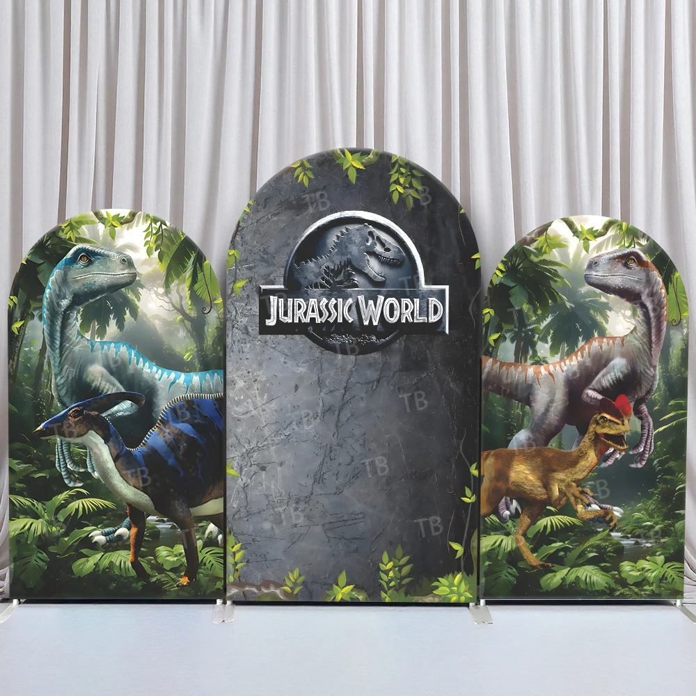 

TB Jurassic Theme Arch Backdrop Cover Dinosaur Baby Shower Birthday Party Decoration Photography Background Props Elastic Fabric