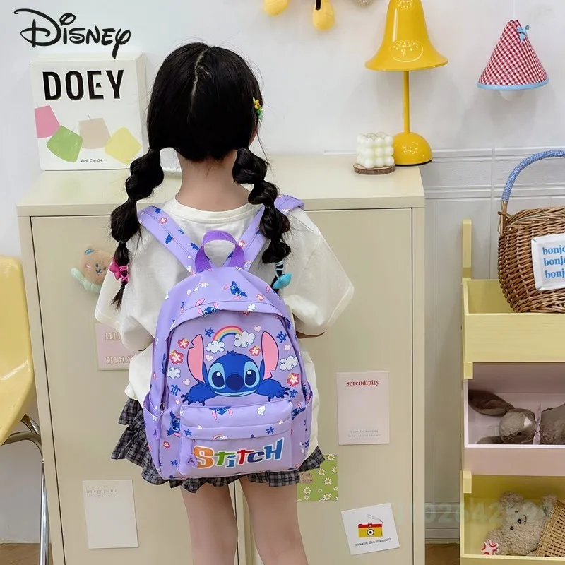 Stitch 2025 New Children's Backpack Fashion High Quality Nylon Girls' Backpack Cartoon Versatile Multi Functional Boys' Backpack