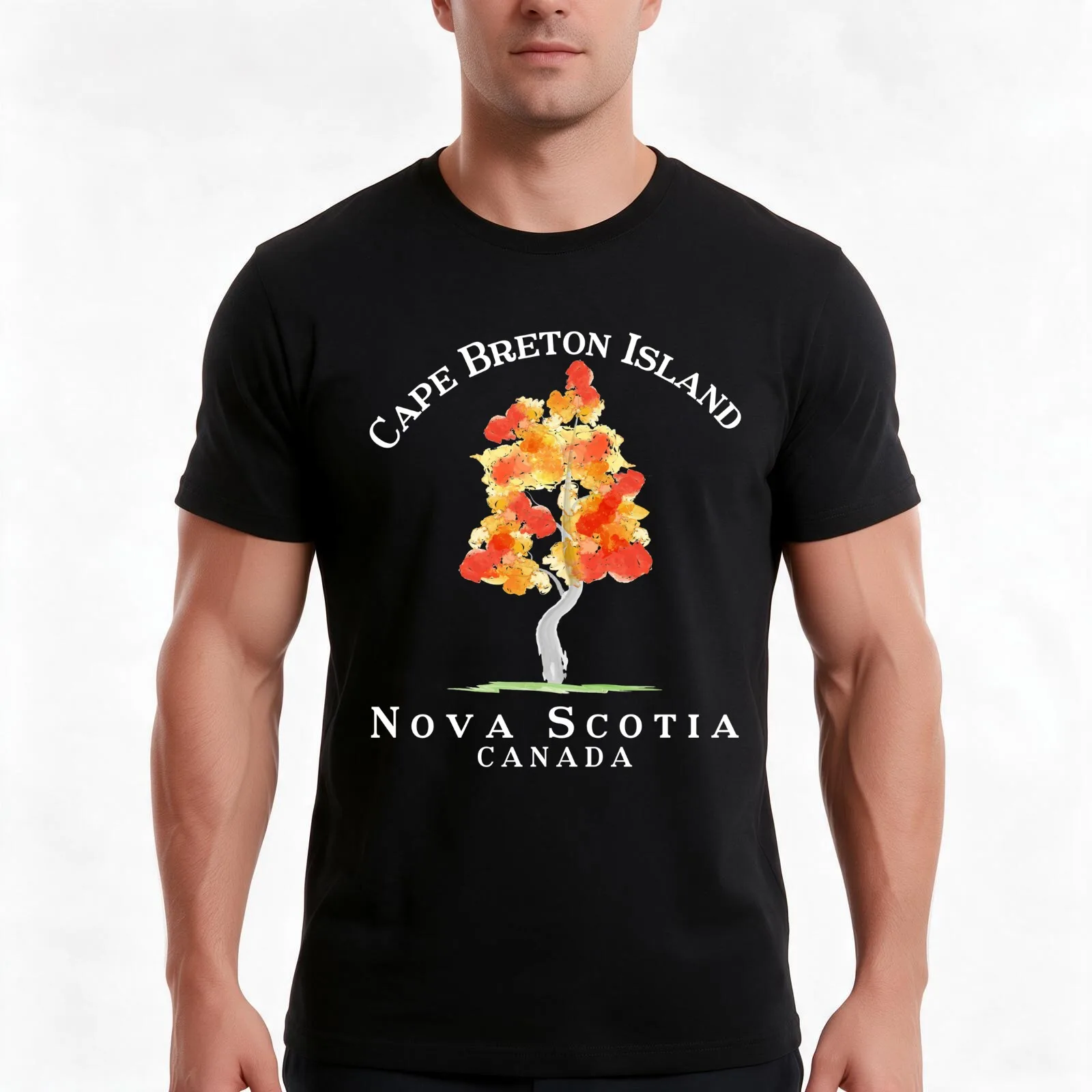 Cape Breton Island T-Shirt, Summer Casual Cotton Tee, Oversized Streetwear Tops, Vintage Graphic Print, Loose Fit Short Sleeve