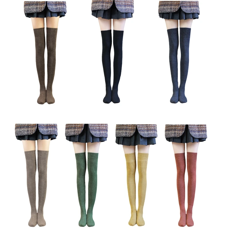 

YUYU Female Long Knee Sock Women Autumn Winter Knitted Socks Girls Stockings Cotton Thigh High Over Knee Socks