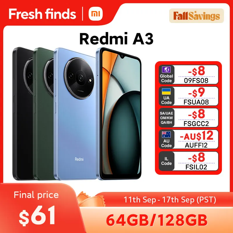 Xiaomi-redmi a3スマートフォン,6.71インチドットドロップスクリーン,mediatek helio g36,64GB, 128GB rom,5000mAhバッテリー,90hz,ワールドプレミア