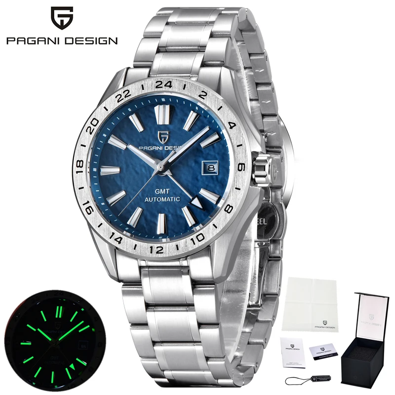 PAGANI DESIGN New Brand Luxury Mechanical Automatic Watch StainlessSteel Waterproof luminous Watch Date WaveDial watches for man