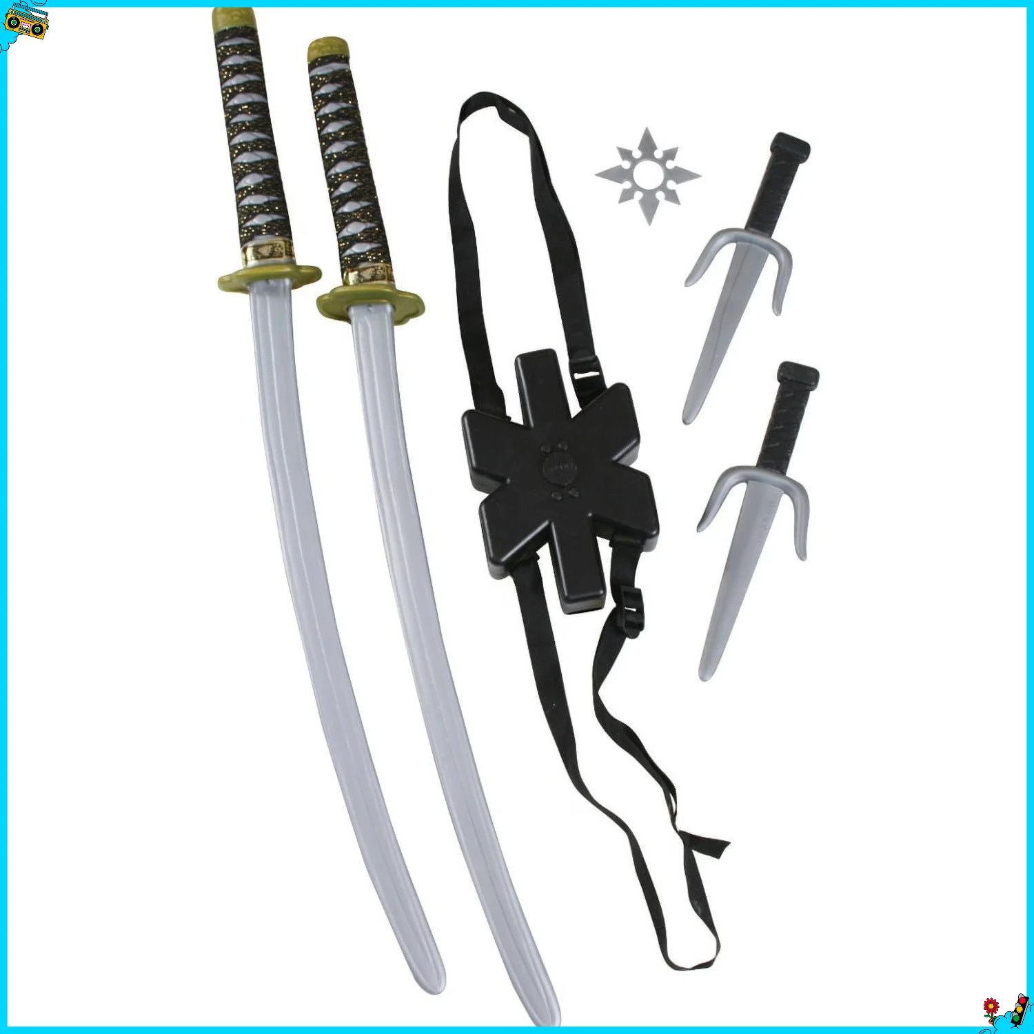 

Набор двойных мечей ниндзя, детские аксессуары для Хэллоуина, прочные, подходят для игр, парадов и других мероприятий.