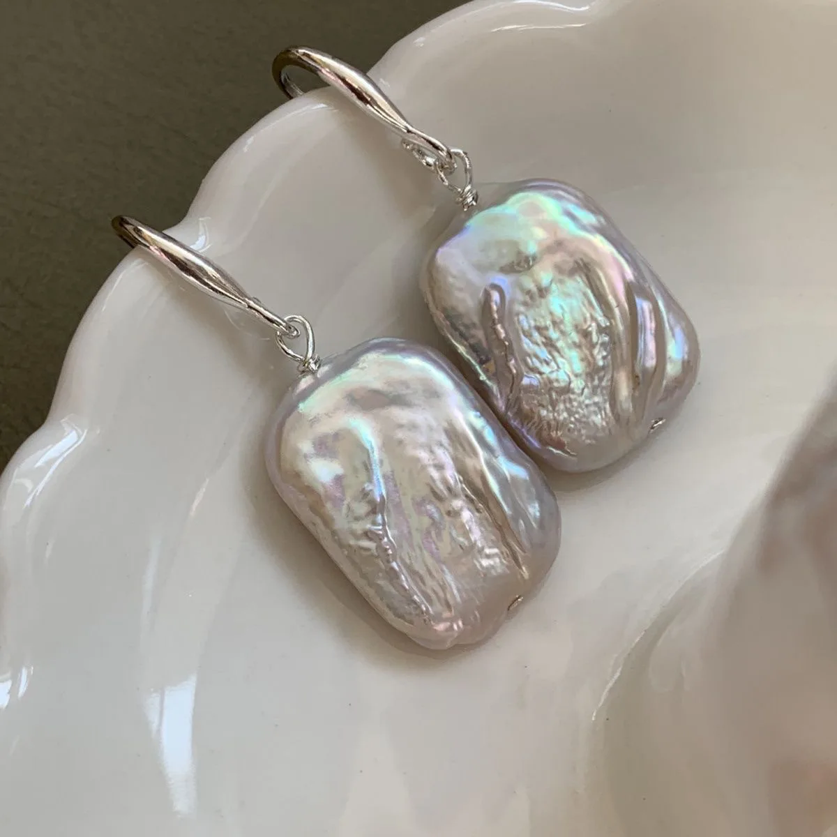 

High Quality Trendy Square Natural Freshwater Pearl 925 Sterling Silver Lady Drop Earrings Jewelry Birthday Gifts Anti Allergy