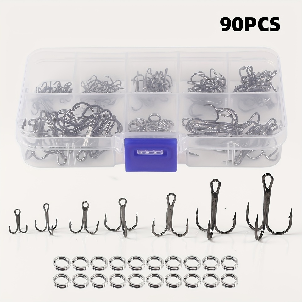  90pcs/set The lure triple-hook kit with split rings, the sequined lure butterfly hook 