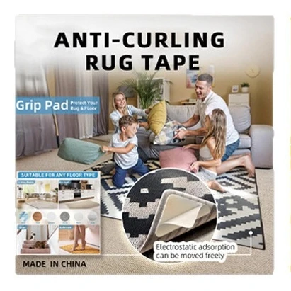 Rug Gripper Stickers in 4 Different Shapes,Non Slip Carpet Sticker Anti Curling, Reusable  PU Adhesive Rug Pad Fixed Tape