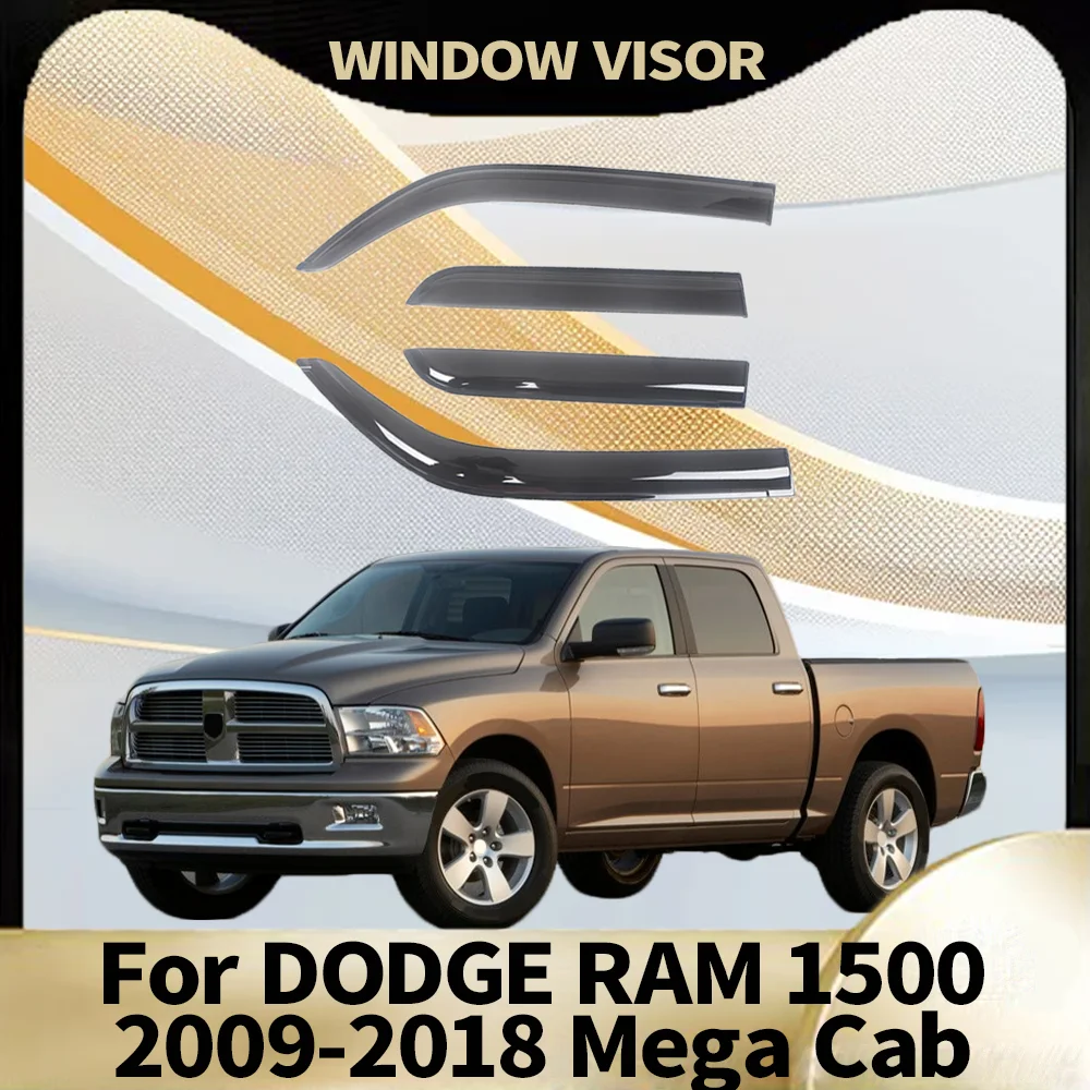 

for Ram 1500 CREW CAB Pickup 2009-2011 2012 2013 2014 2015 2016 2017 2018 Wind Deflectors Rain Guards Door Visor Window Visor