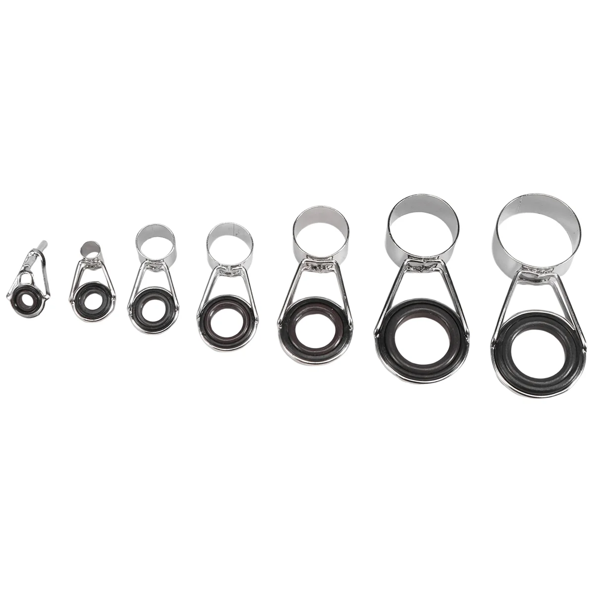 A39M 7Pcs Fishing Rod Guides Tip 7 Sizes Telescopic Tip Repair Kit Line Rings Eyes Set