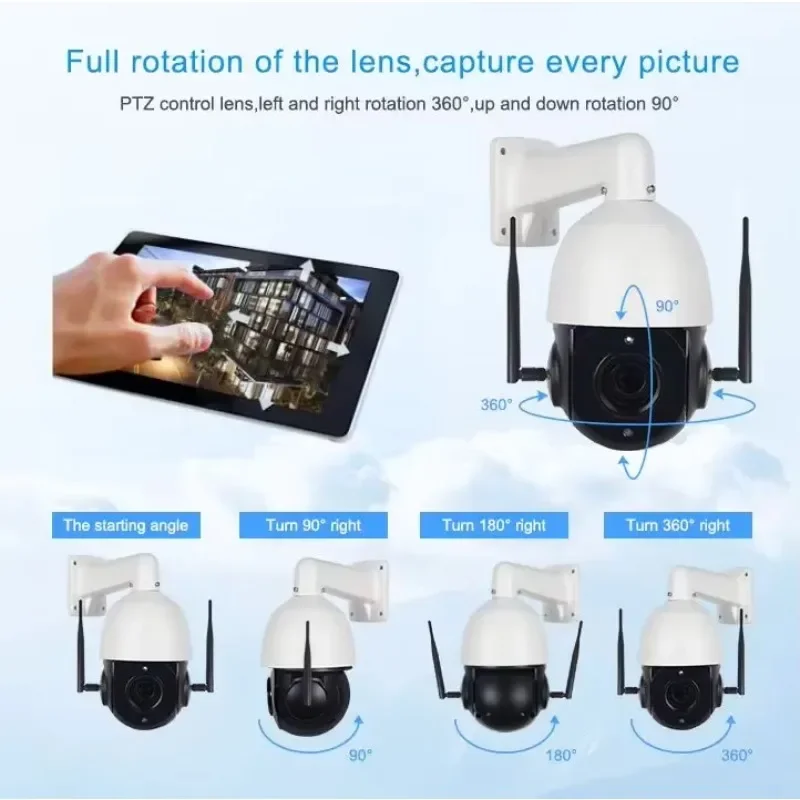 Kamera IP 5MP zewnętrzna kopułkowa WiFi PTZ 360° Bezprzewodowa Kamera Bezpieczeństwa z Automatycznym Śledzeniem Ruchu, Sieciowa, Zoom Optyczny 20x 30x, Kamera CCTV PTZ z Obsługą 4G