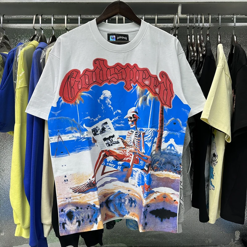 

SAINT OF MICHAEL Best Quality Fashion Streetwear Printed Vintage Tee Loose Oversize Tops Summer 100%Cotton T Shirt Men