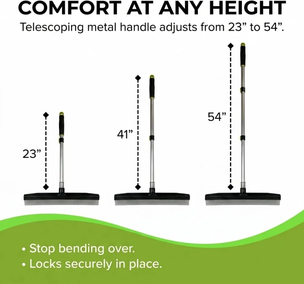 Carpet Rake & Groomer, 54" Telescoping Handle, for Pet Hair & High Pile Rugs view 2