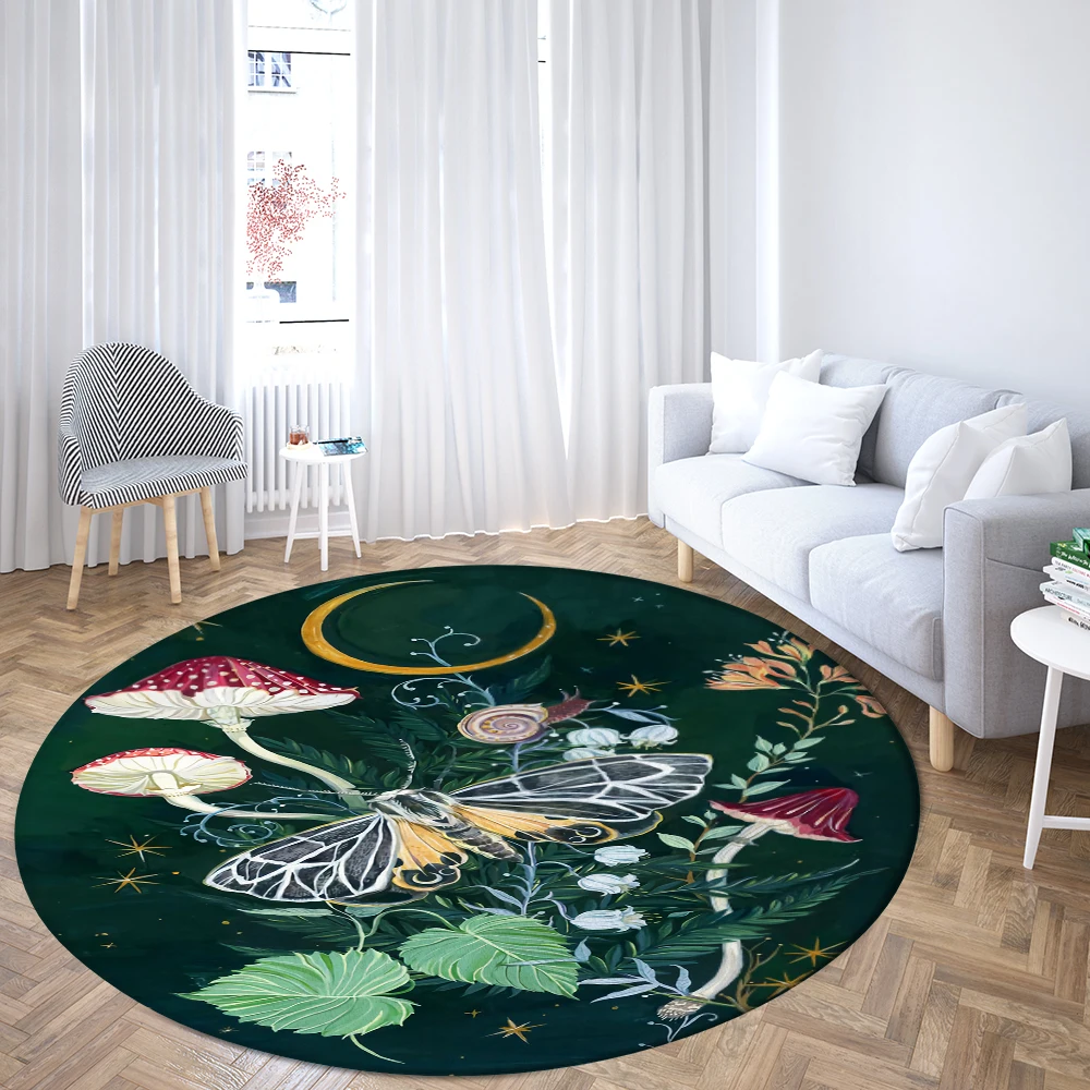 

Psychedelic Butterfly Mushroom Round Rugs Sofa Rug Home Living Room Bedroom Bathroom Floor Mats Kitchen Carpet