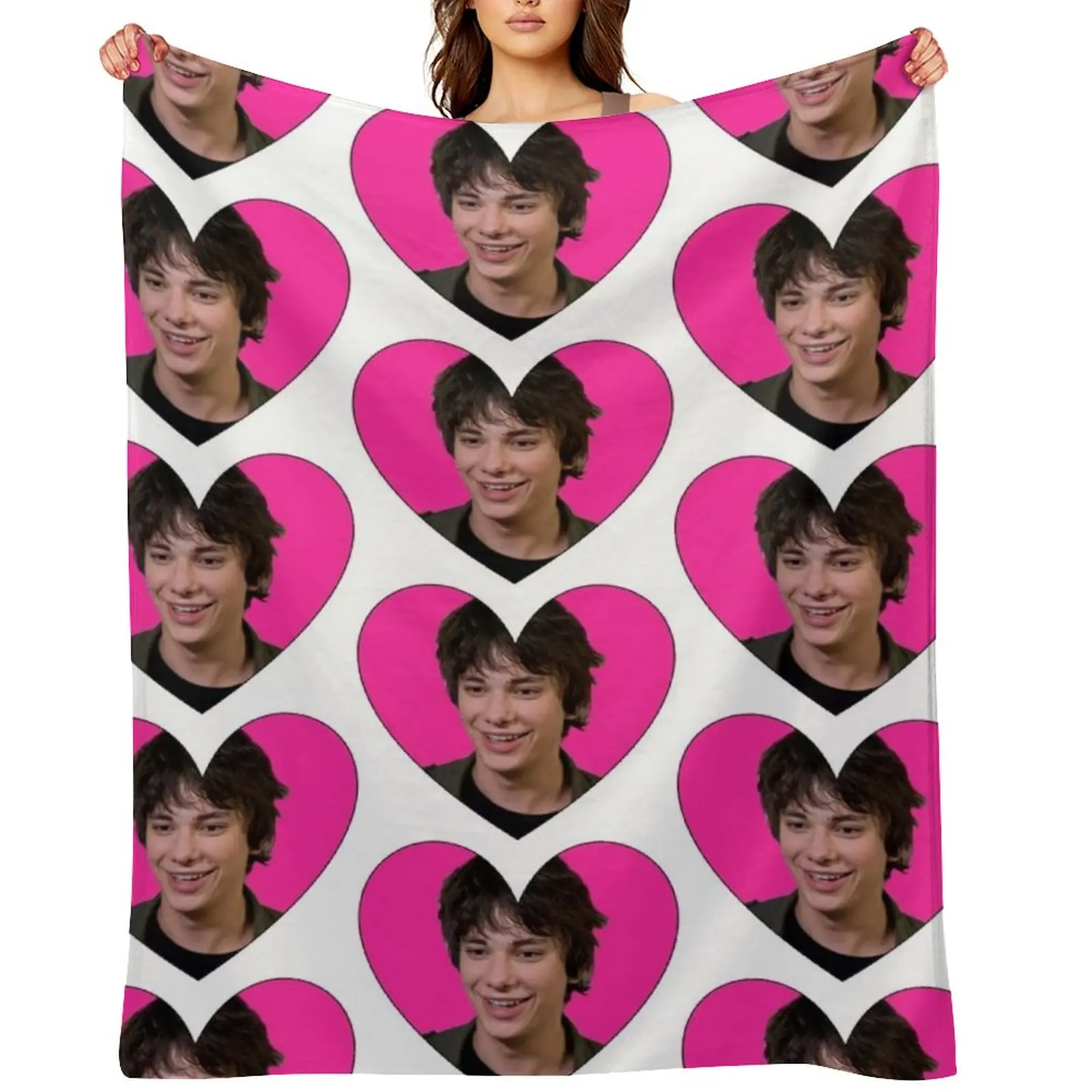 RODRICK LOVE HEART Throw Blanket Flannel Retros Cute Plaid Thin Blankets