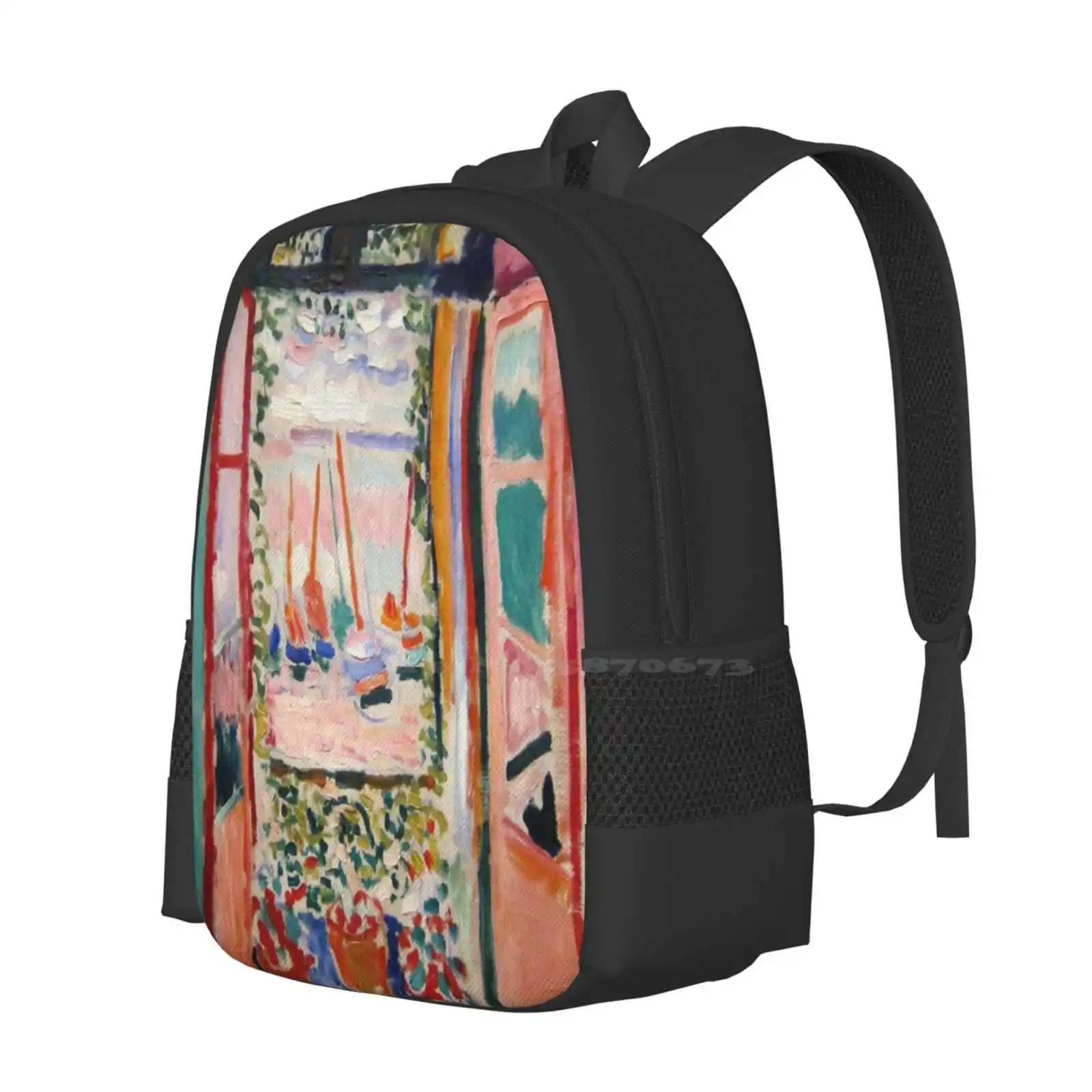 The Open Window - Henri Matisse 3D Print Design Backpack Student Bag The Open Window Oil On Fauvist Fauvism Apartment Paris